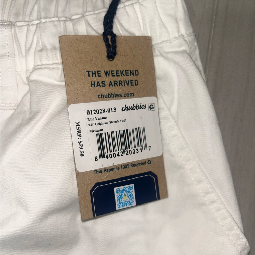 Chubbies The Vannas White Stretch Twill Shorts 7.0”Inseam Size M - Picture 4 of 7